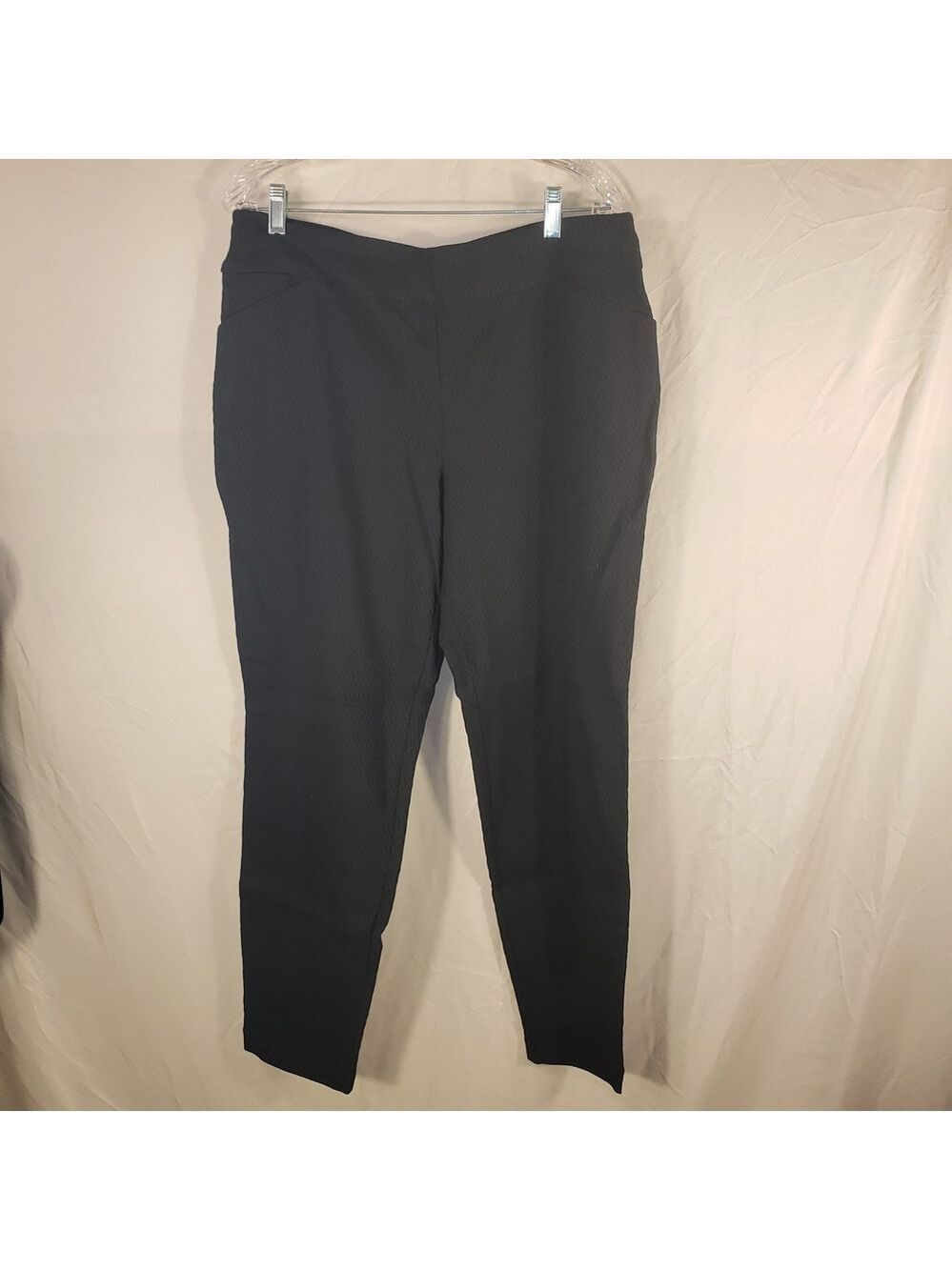 Versona Black Textured Stretch Trousers - 14